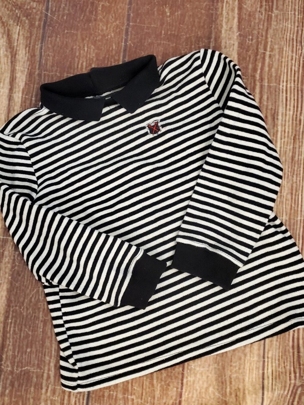 Lulu Kids black & white striped cotton polo sz 7-8